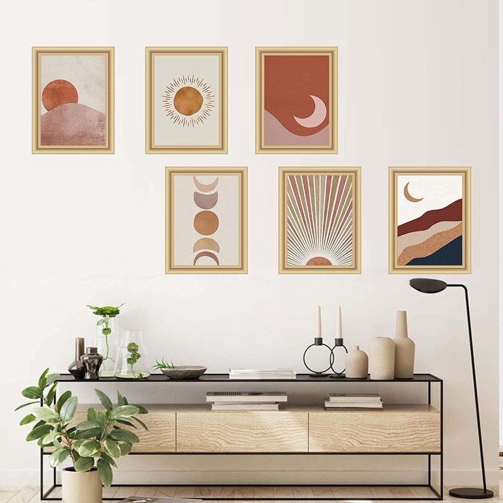 6 Piece Bohemian Hippie Mountain/Sun/Moon Phase Wall Tapestry Art Living/Bedroom - Picture 2 of 8